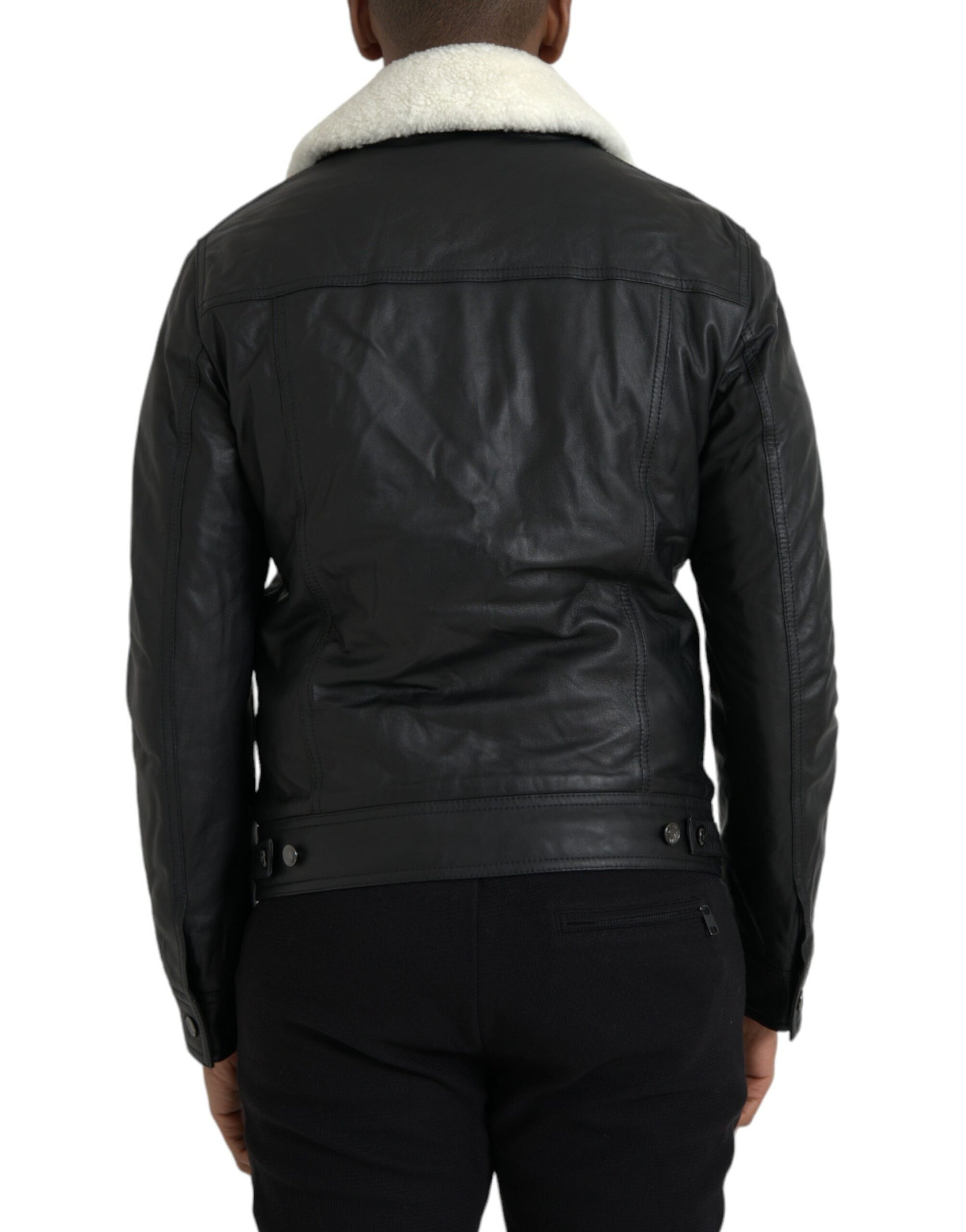 Dolce & Gabbana Black Biker Jackets for Men detail view