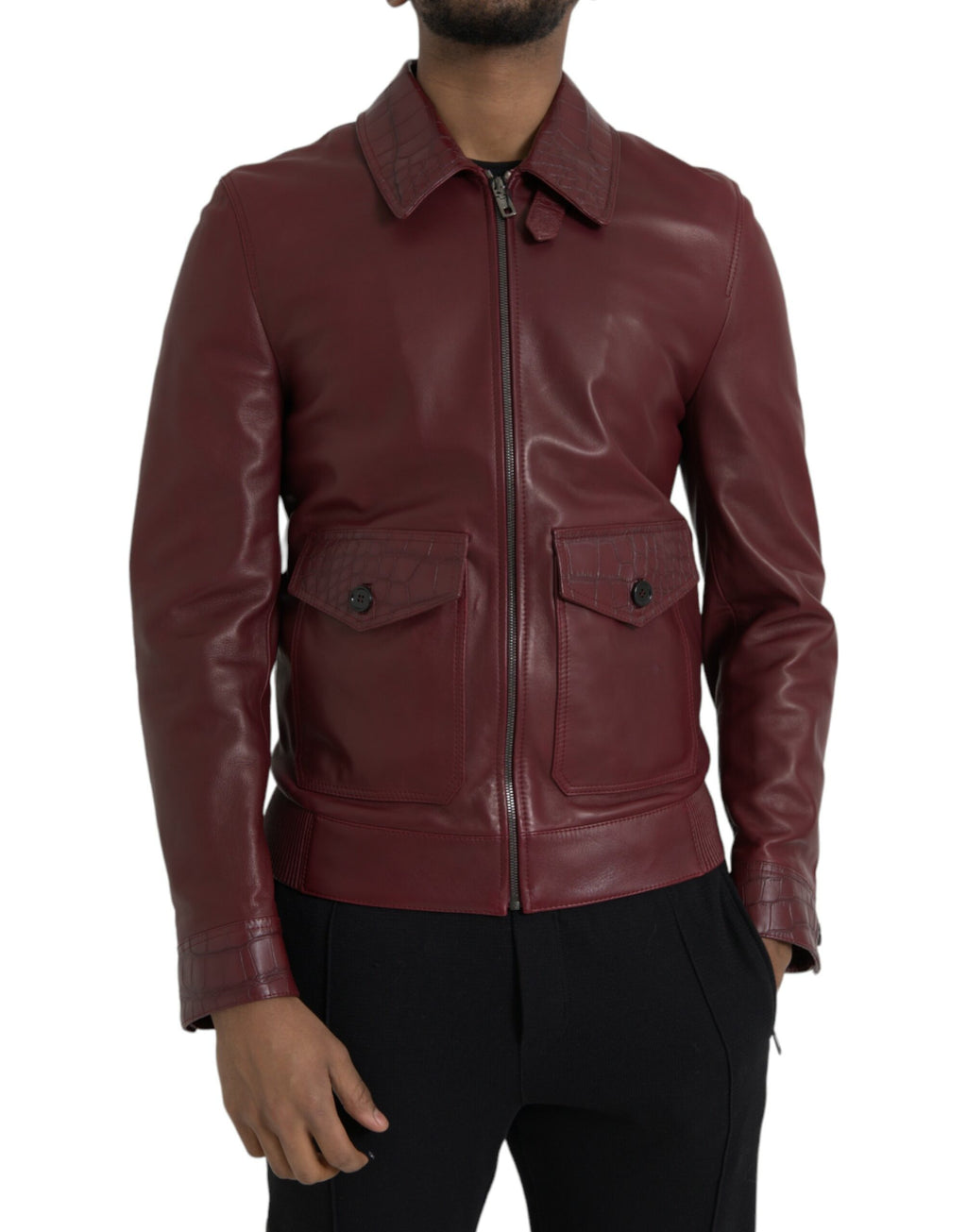 Dolce & Gabbana Red Biker Jackets for Men