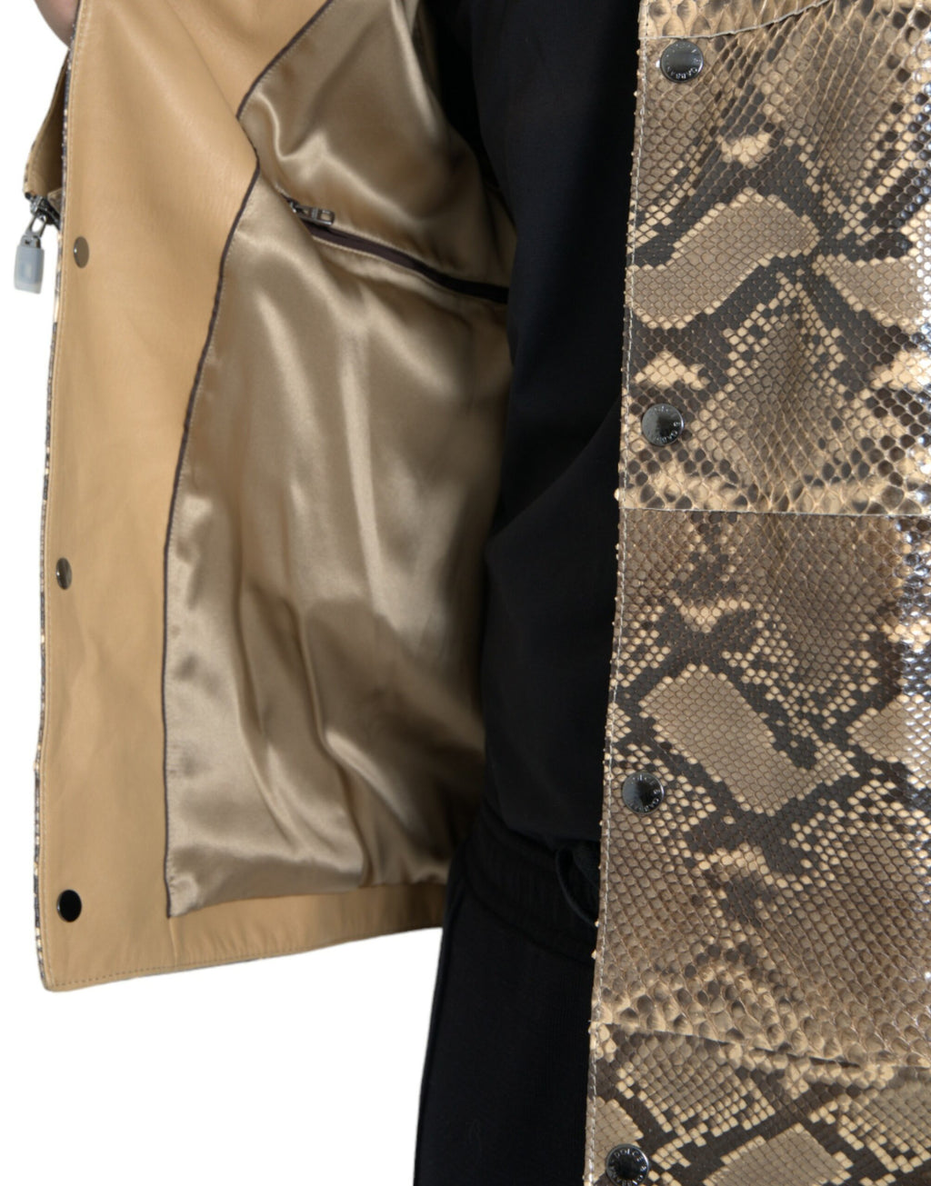 Blouson de motard Dolce & Gabbana en cuir exotique beige