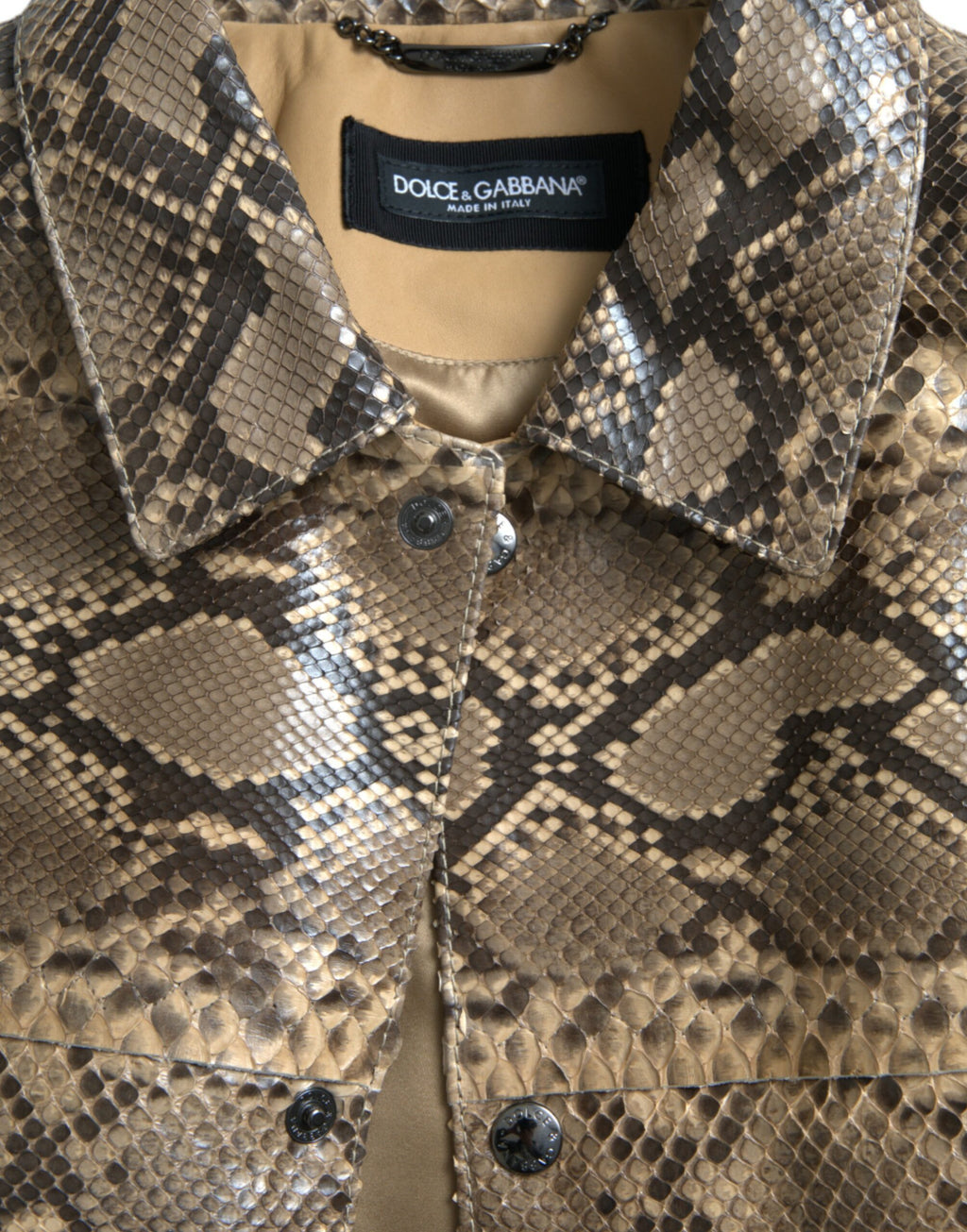 Blouson de motard Dolce & Gabbana en cuir exotique beige