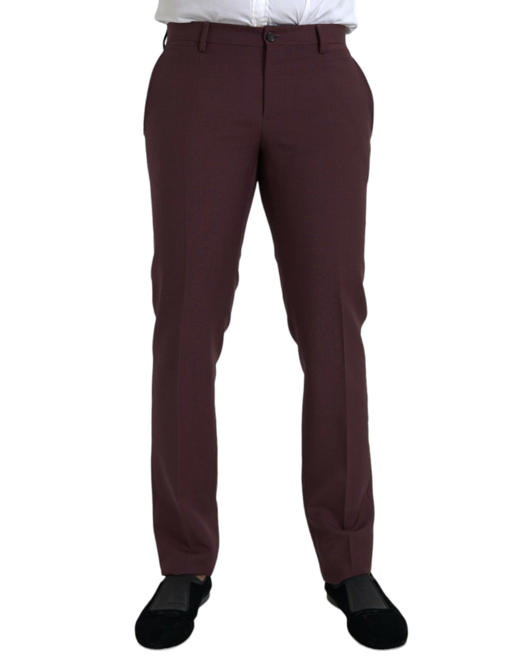 Pantalon habillé homme coupe ajustée en laine bordeaux Dolce & Gabbana
