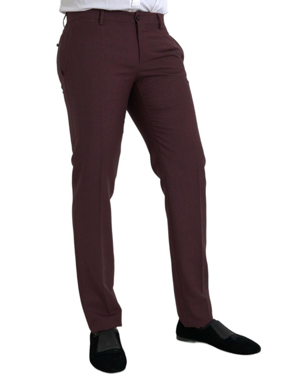 Pantalon habillé homme coupe ajustée en laine bordeaux Dolce & Gabbana