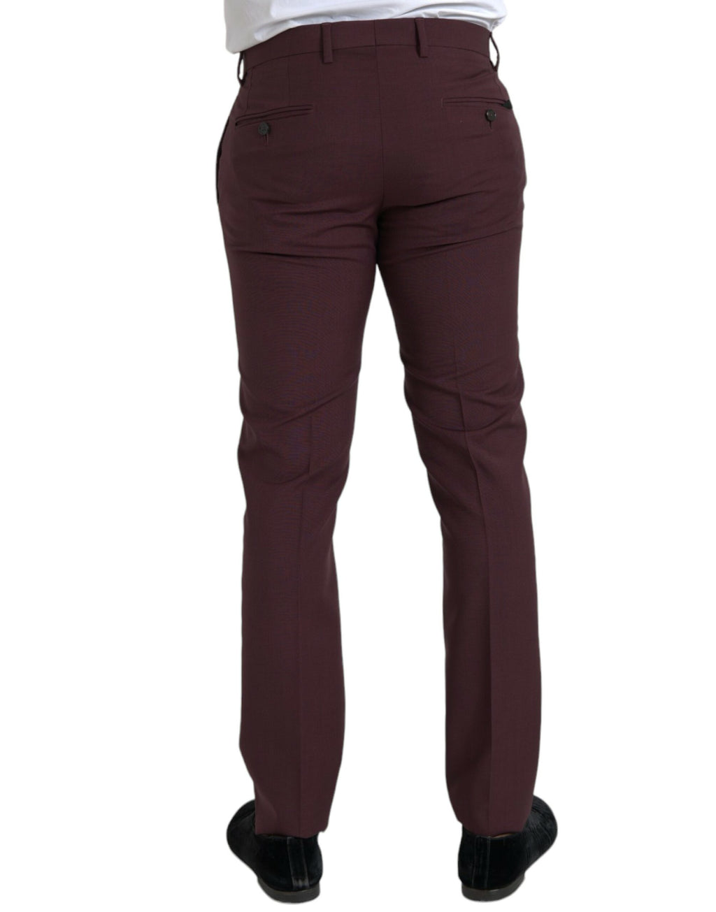 Pantalon habillé homme coupe ajustée en laine bordeaux Dolce & Gabbana
