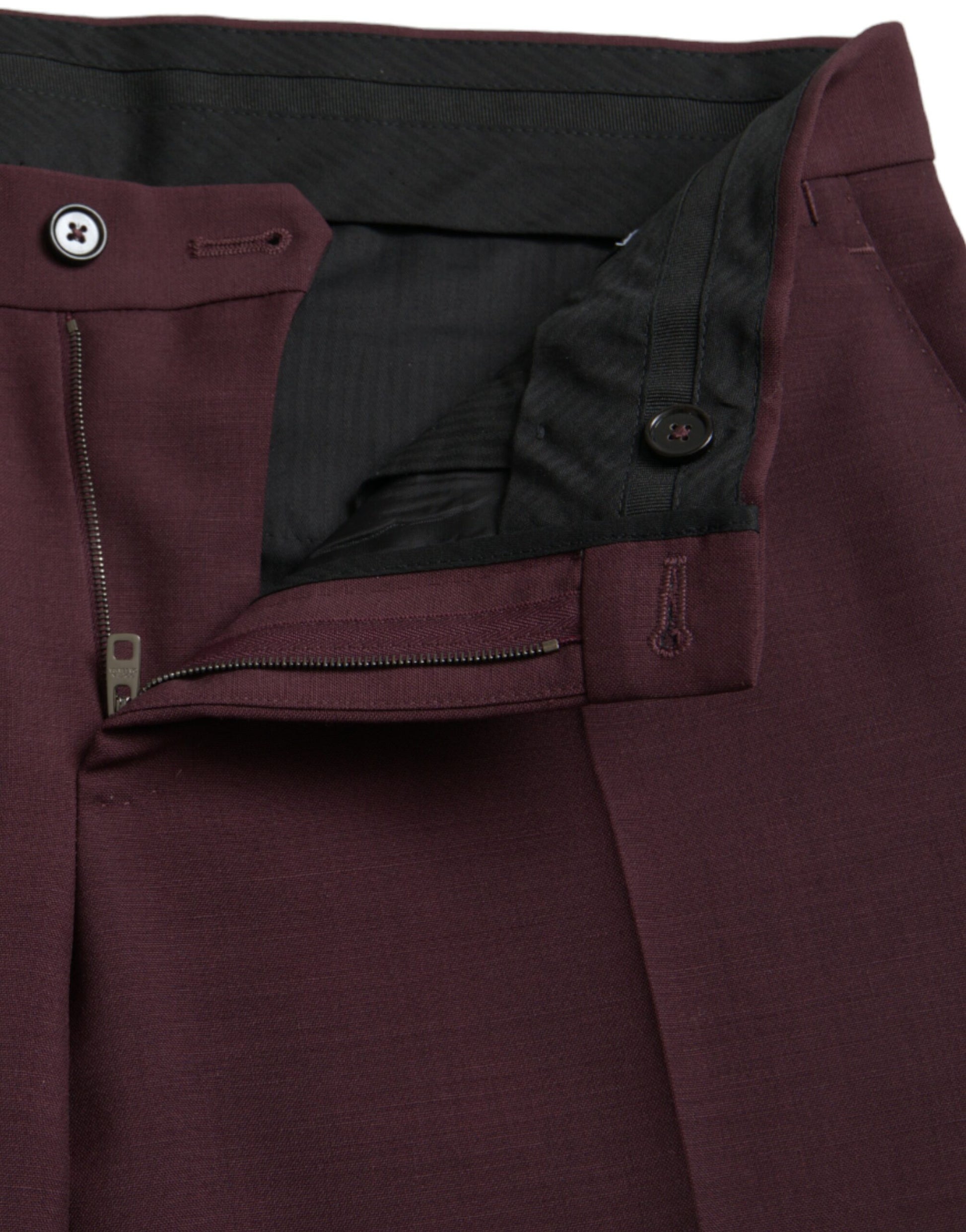 Pantalon habillé homme coupe ajustée en laine bordeaux Dolce & Gabbana