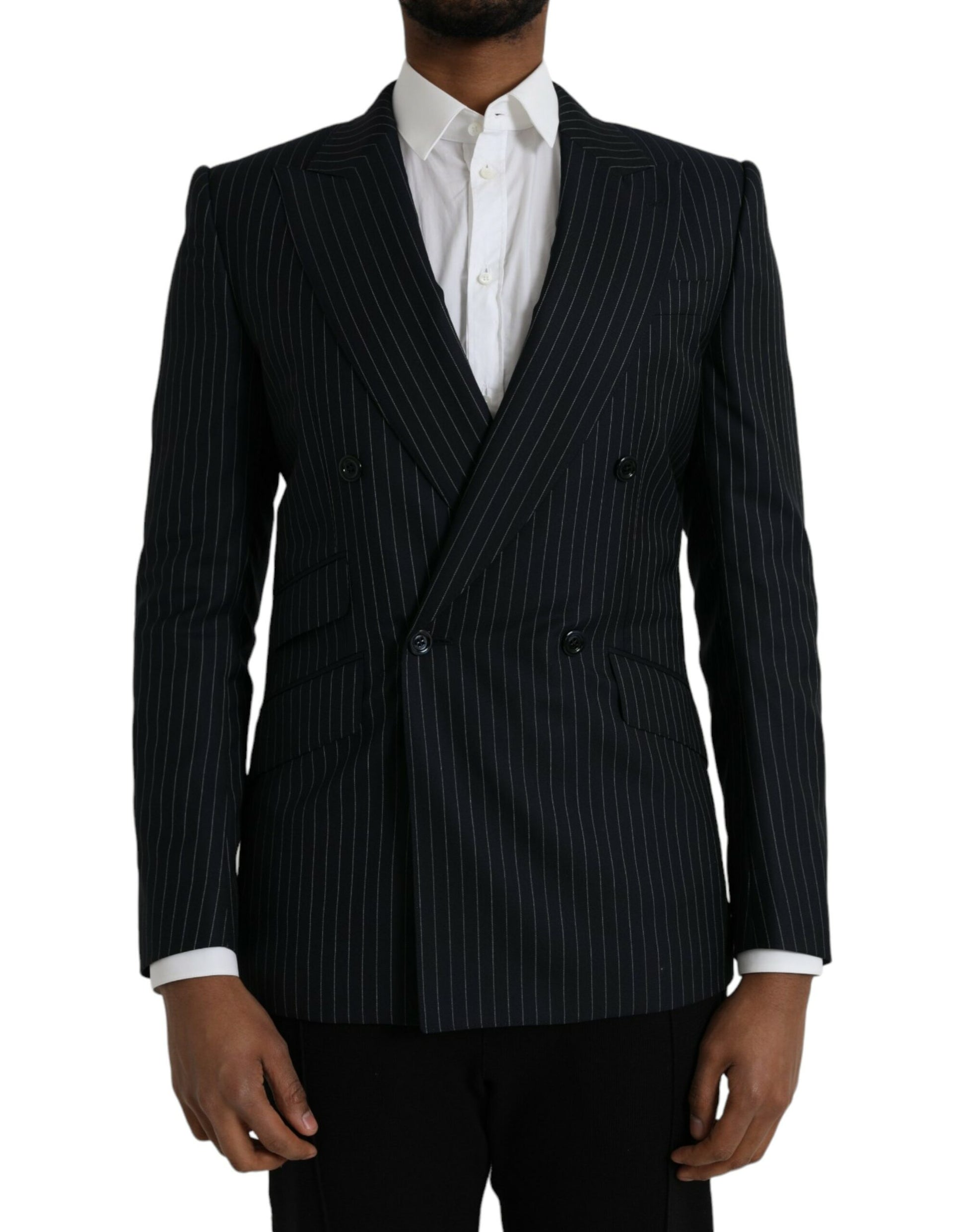 Dolce & Gabbana Blazer croisé SICILIA noir à rayures