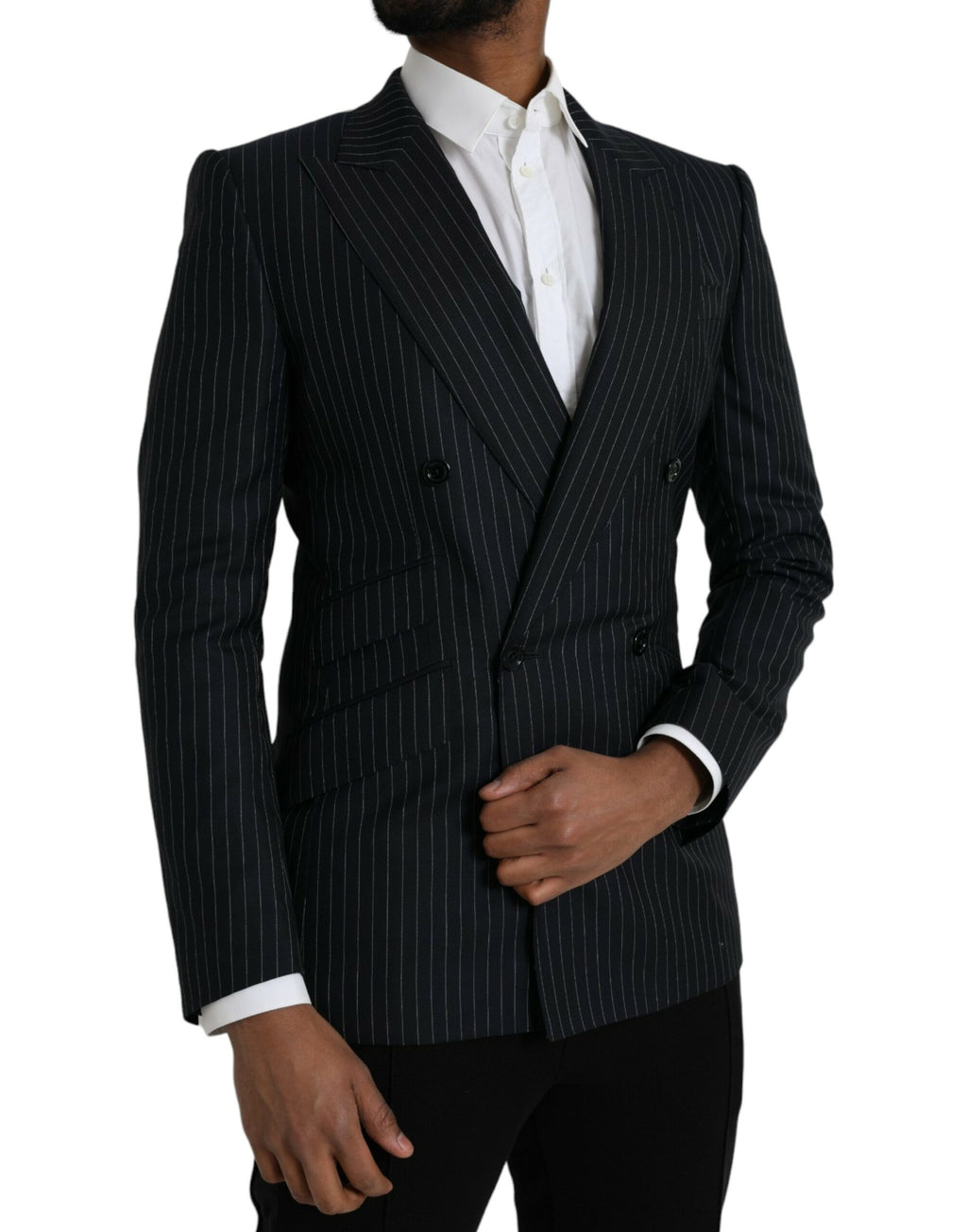 Dolce & Gabbana Blazer croisé SICILIA noir à rayures