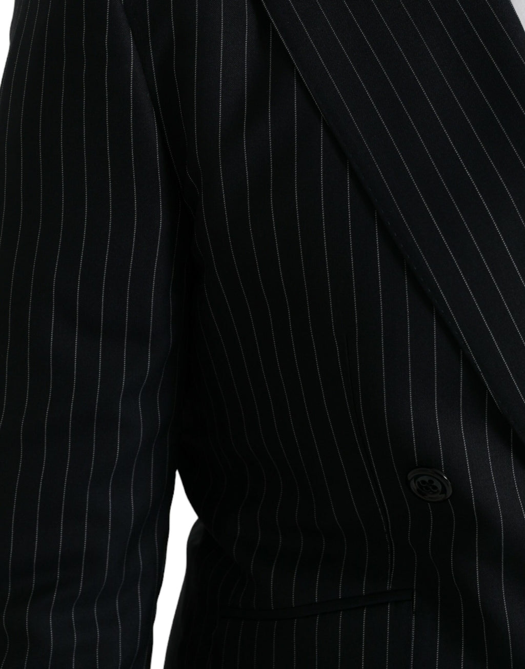 Dolce & Gabbana Blazer croisé SICILIA noir à rayures