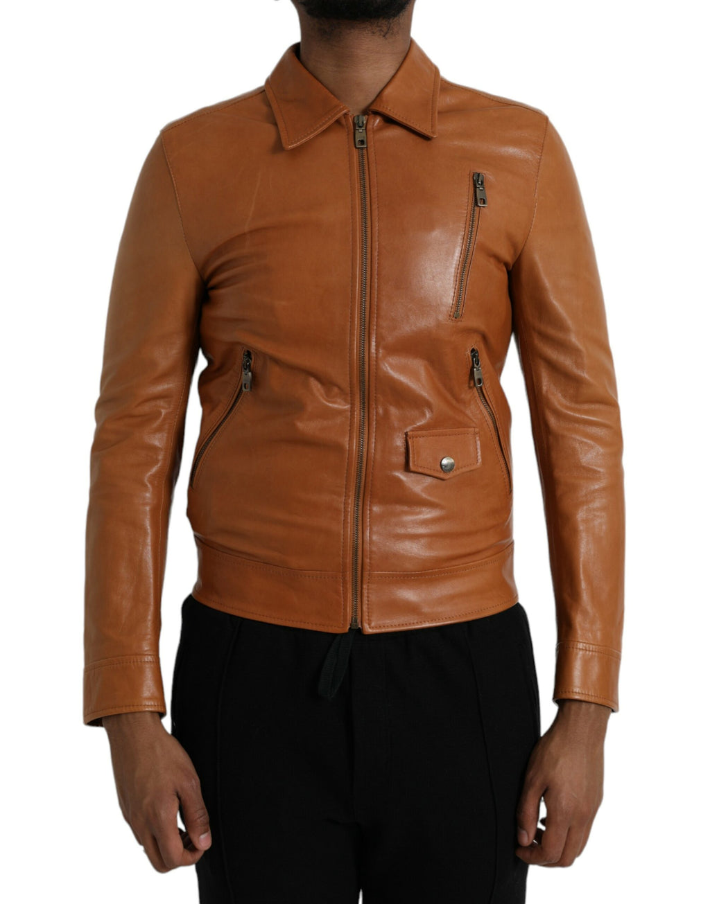 Dolce & Gabbana Brown Leather Jackets for Men