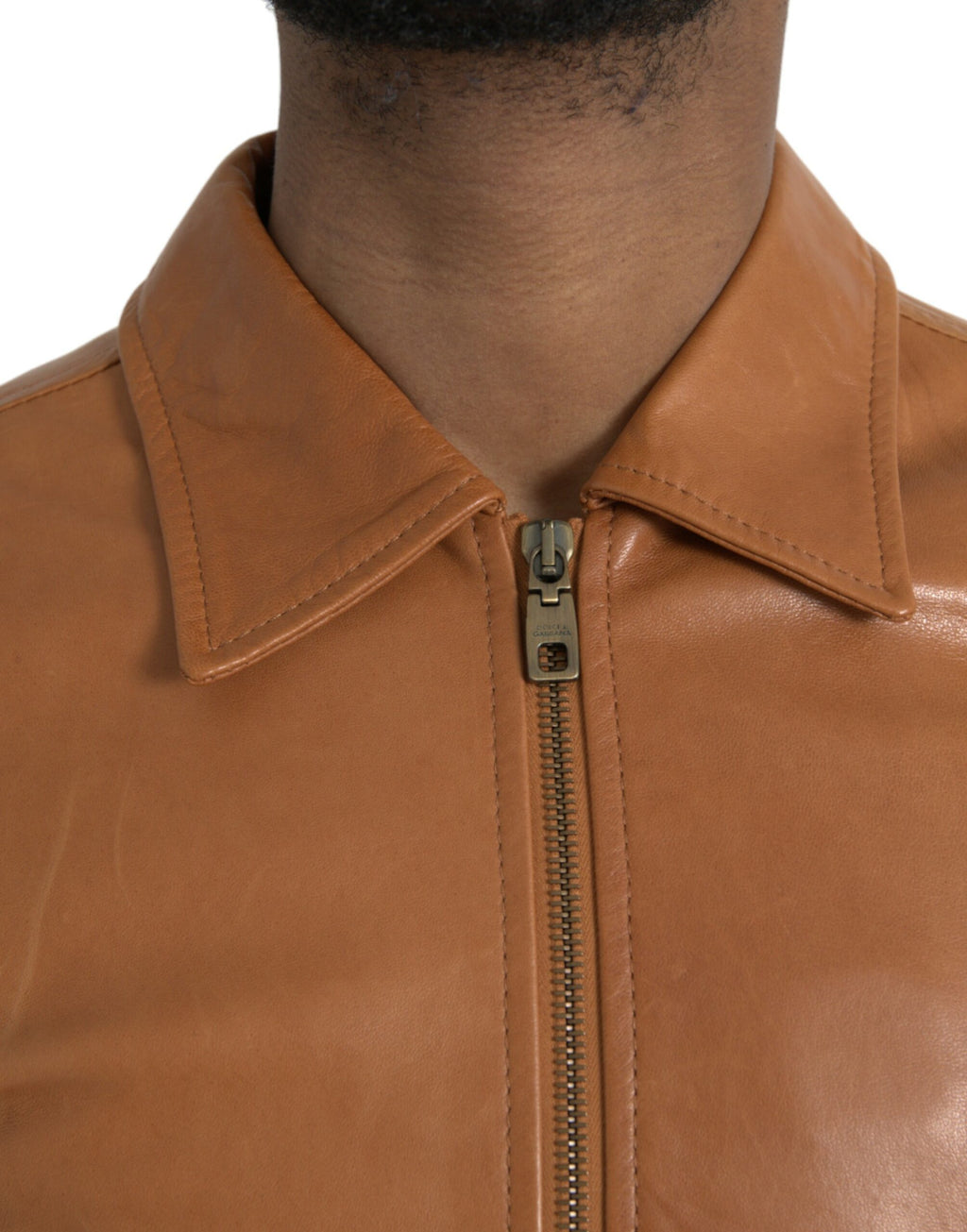 Dolce & Gabbana Brown Leather Jackets for Men side view