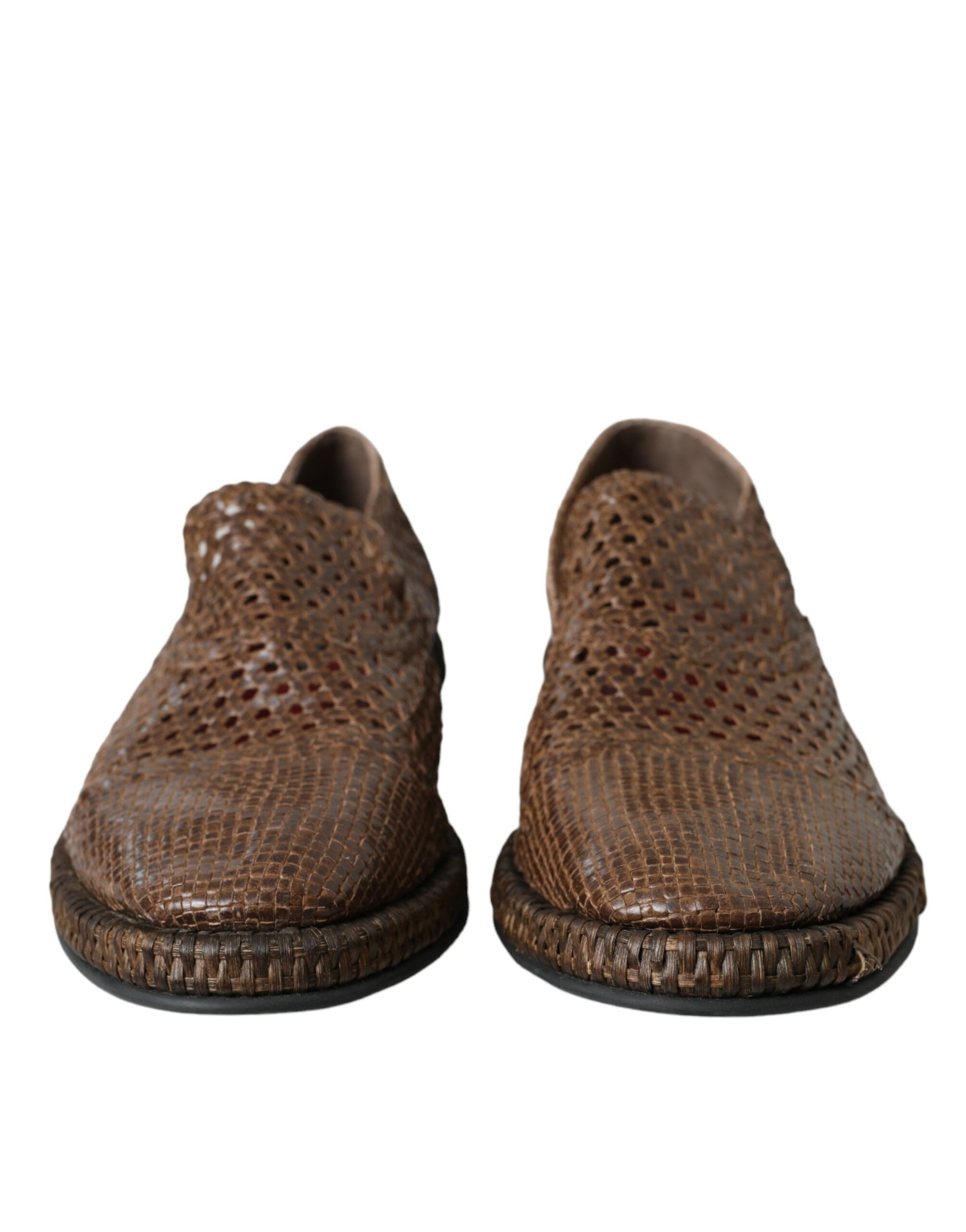 Mocassins décontractés en cuir tressé marron Dolce & Gabbana