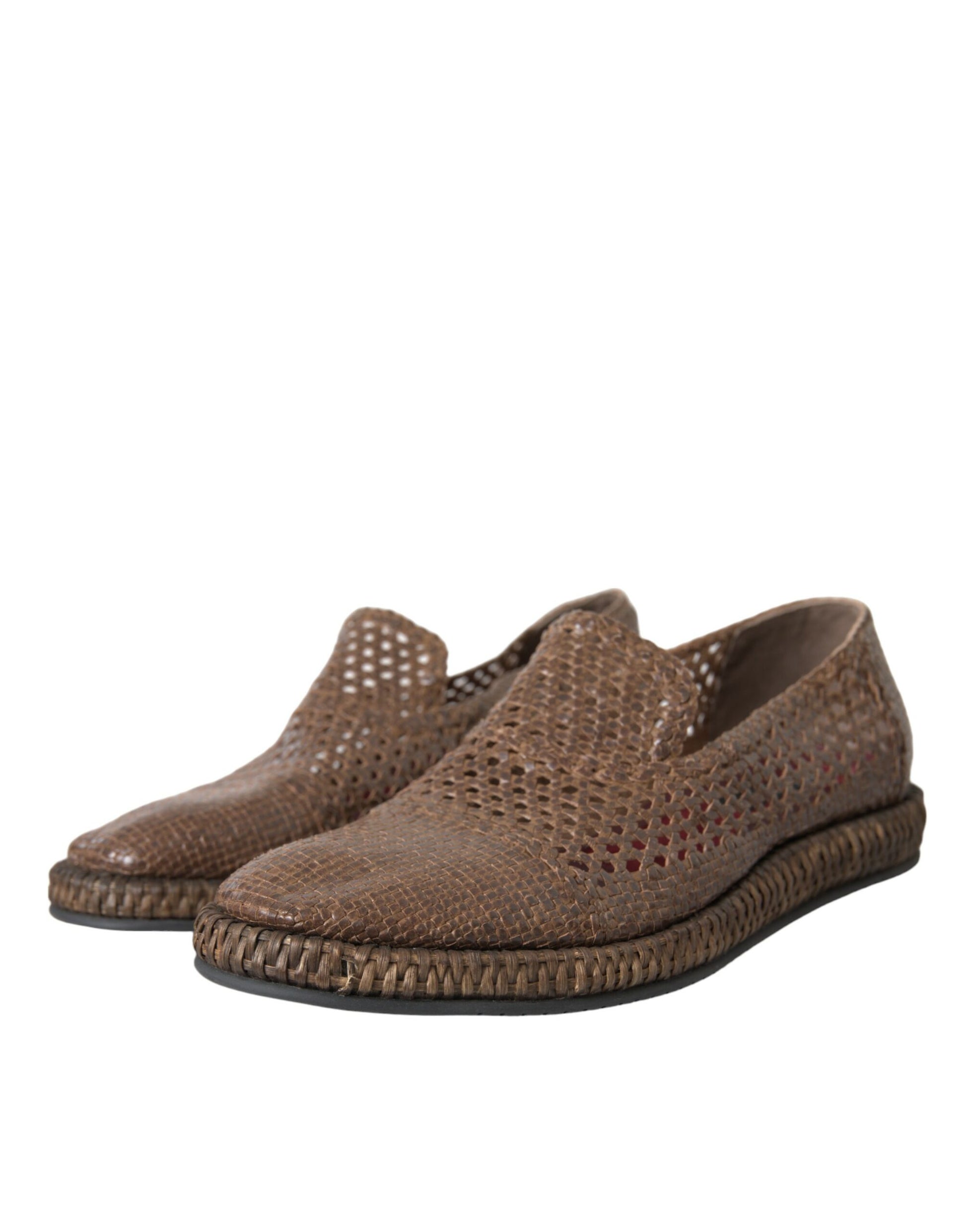 Mocassins décontractés en cuir tressé marron Dolce & Gabbana