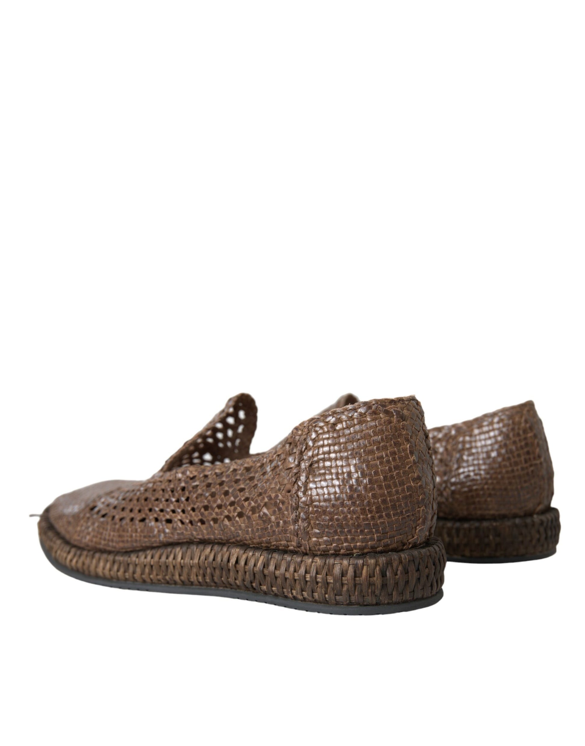 Mocassins décontractés en cuir tressé marron Dolce & Gabbana