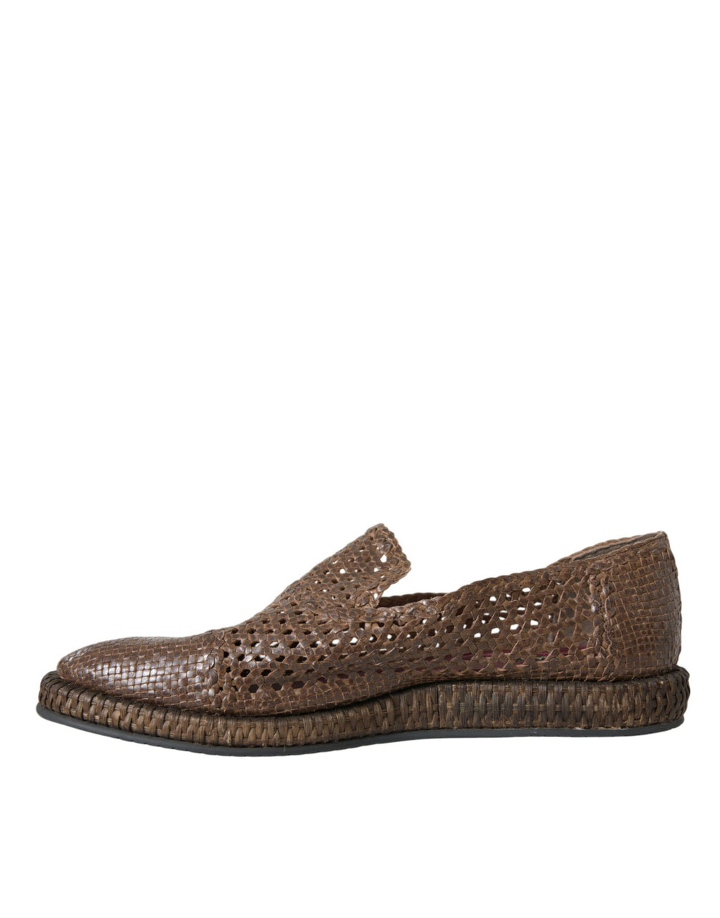 Mocassins décontractés en cuir tressé marron Dolce & Gabbana