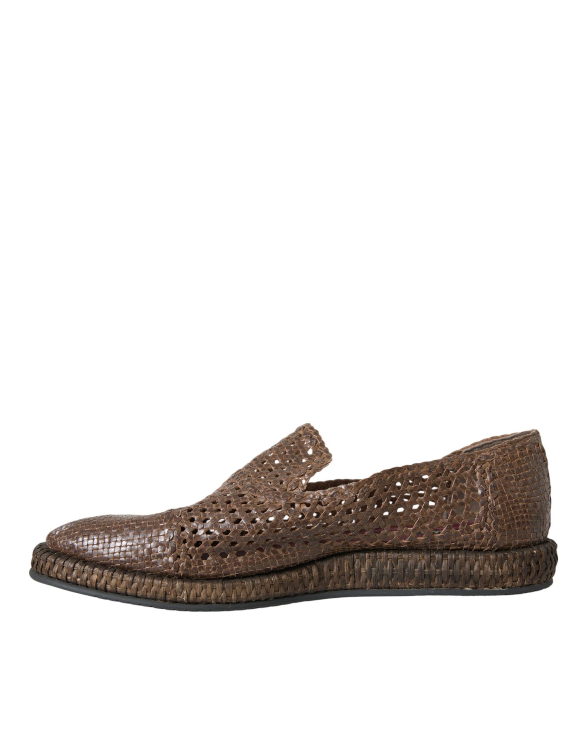 Mocassins décontractés en cuir tressé marron Dolce & Gabbana