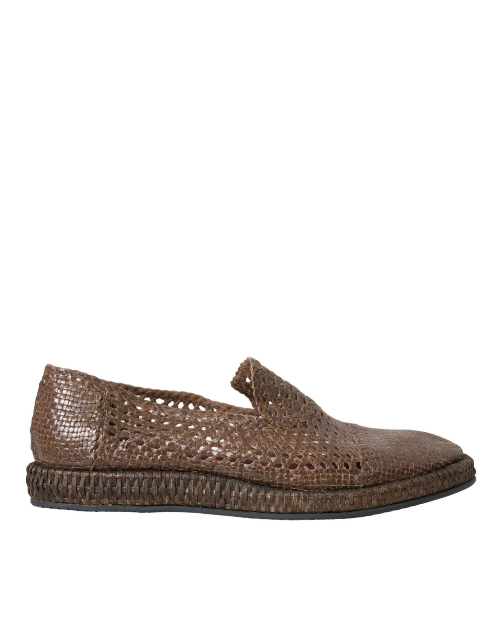 Mocassins décontractés en cuir tressé marron Dolce & Gabbana