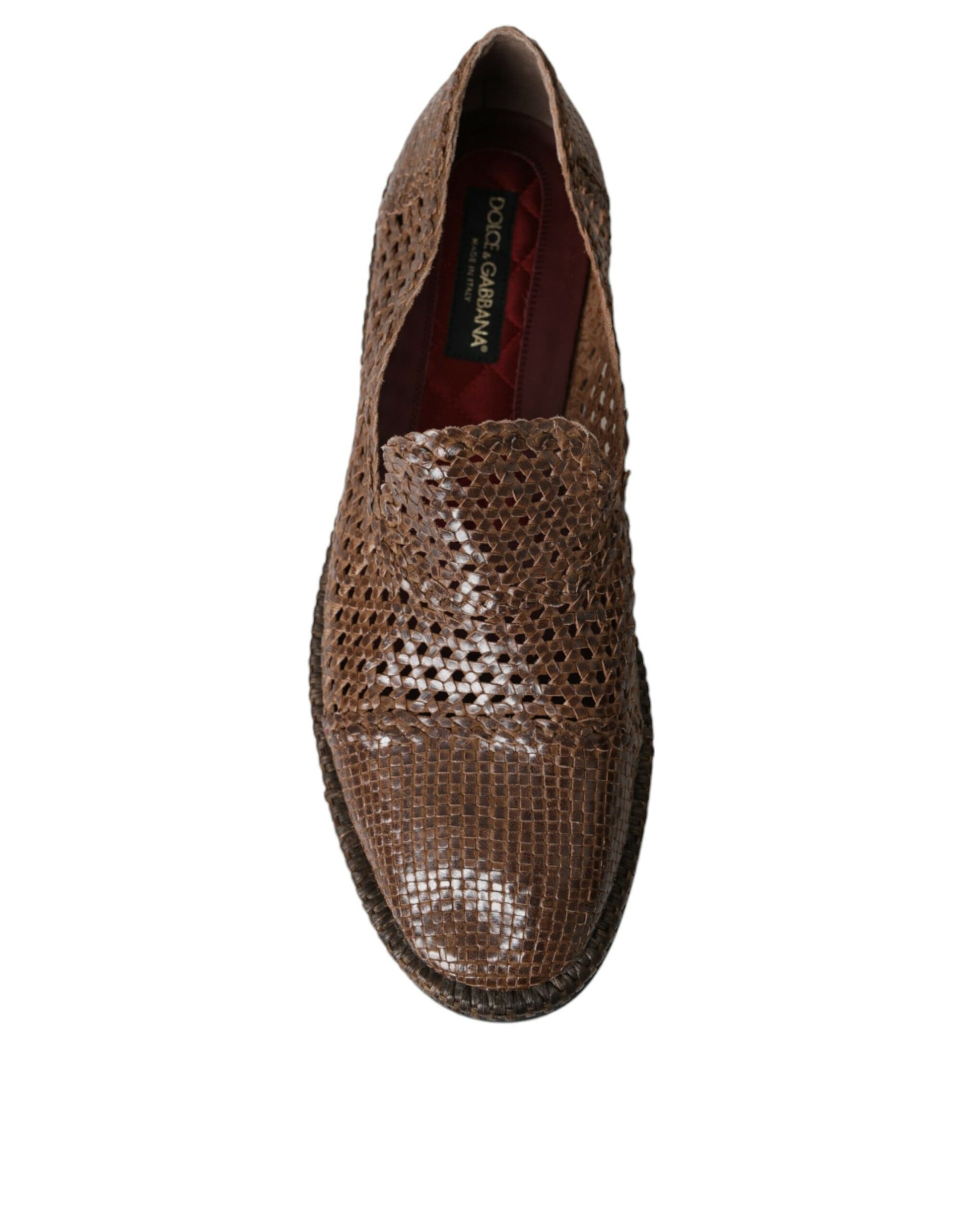 Mocassins décontractés en cuir tressé marron Dolce & Gabbana