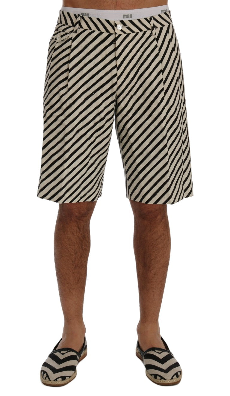 Short décontracté Dolce & Gabbana en chanvre rayé blanc et noir