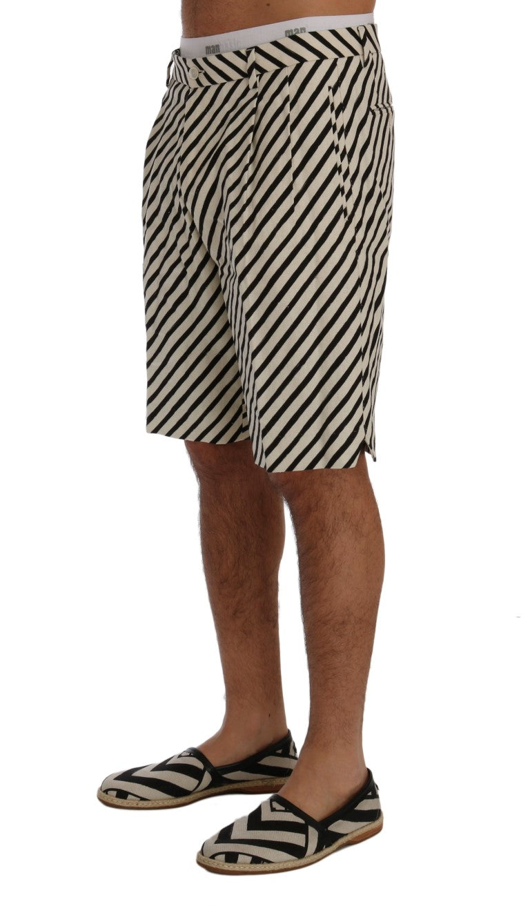 Short décontracté Dolce & Gabbana en chanvre rayé blanc et noir