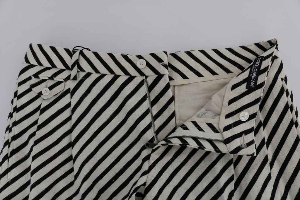 Short décontracté Dolce & Gabbana en chanvre rayé blanc et noir
