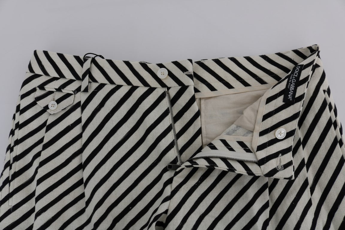 Short décontracté Dolce & Gabbana en chanvre rayé blanc et noir