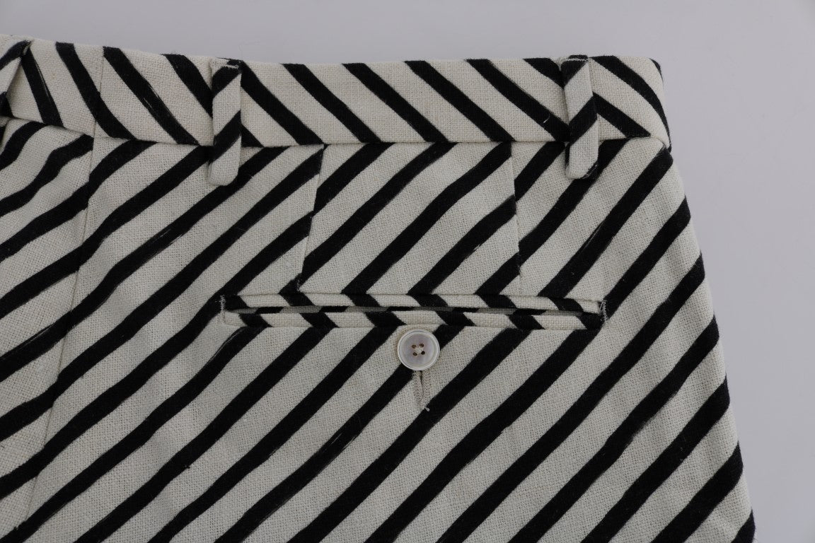 Short décontracté Dolce & Gabbana en chanvre rayé blanc et noir