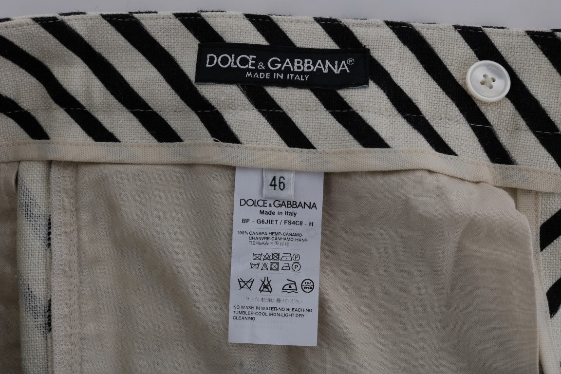 Short décontracté Dolce & Gabbana en chanvre rayé blanc et noir