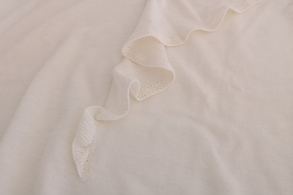 MARGHI LO' Top Blouse T-shirt Blanc 100% Laine