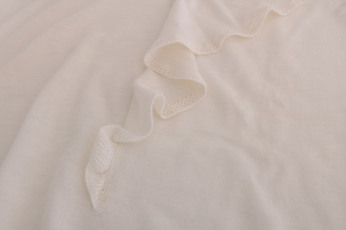 MARGHI LO' Top Blouse T-shirt Blanc 100% Laine