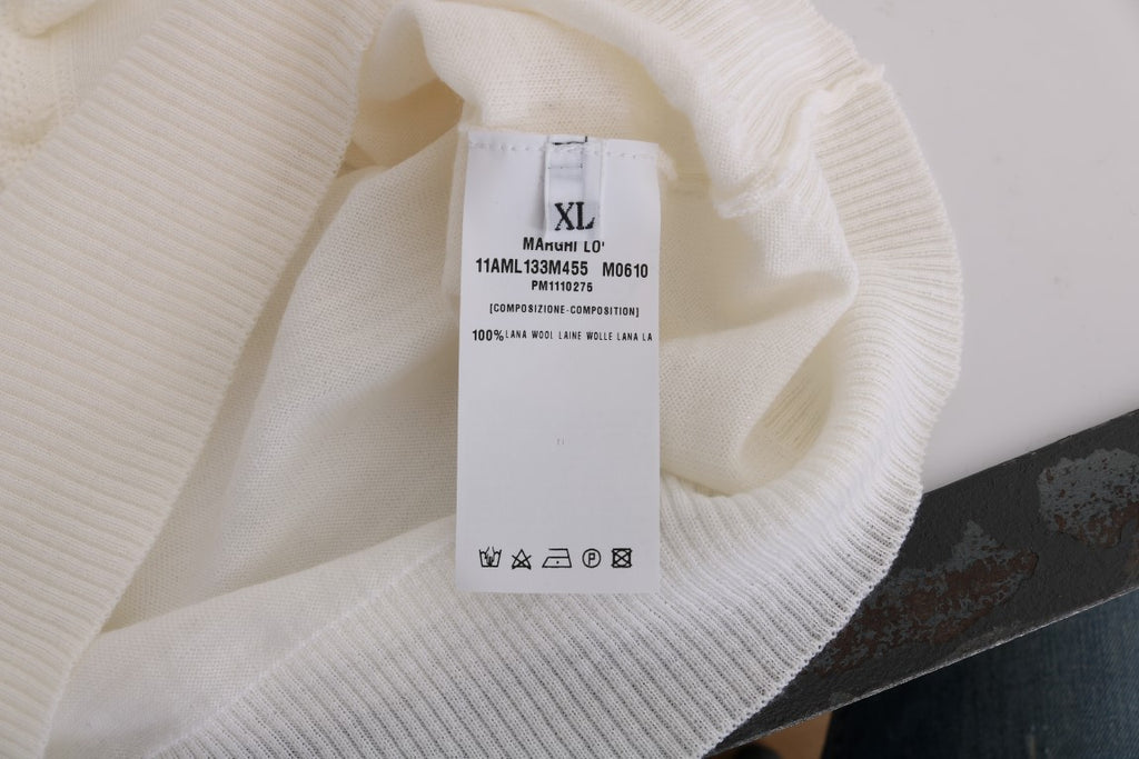 MARGHI LO' Top Blouse T-shirt Blanc 100% Laine