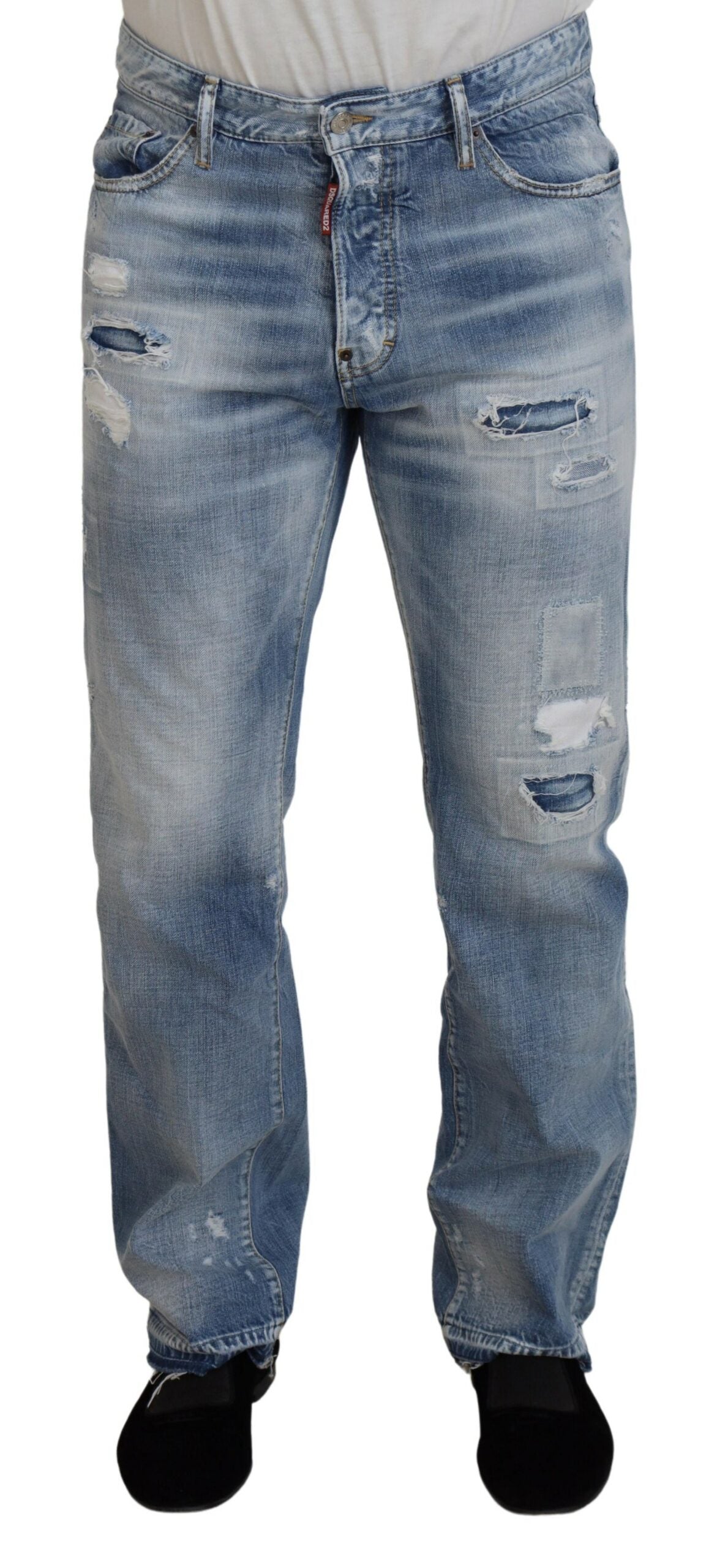 Jean décontracté droit Dsquared² bleu délavé pour homme