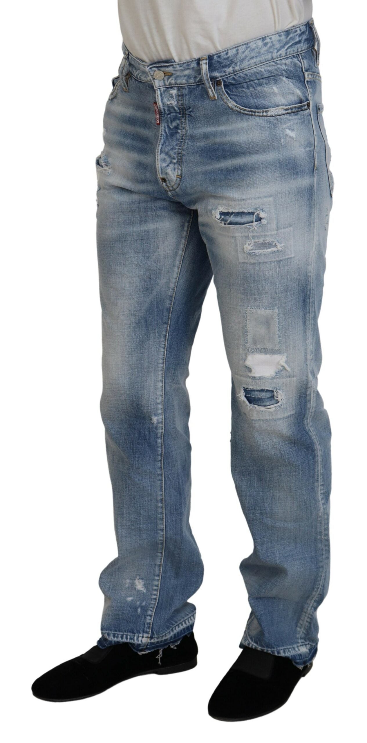 Jean décontracté droit Dsquared² bleu délavé pour homme