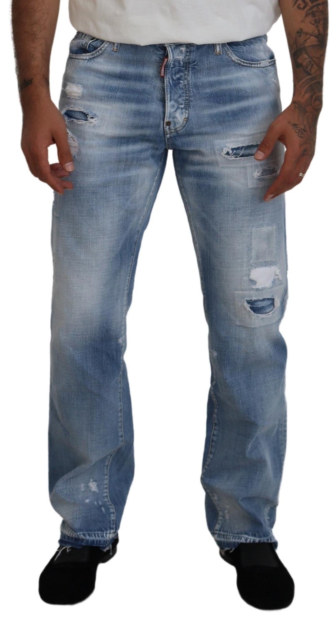 Jean décontracté droit Dsquared² bleu délavé pour homme