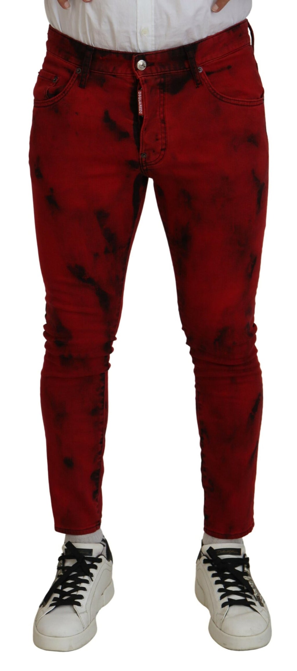 Jean Slim Décontracté Dsquared² en Coton Rouge Tie-Dye