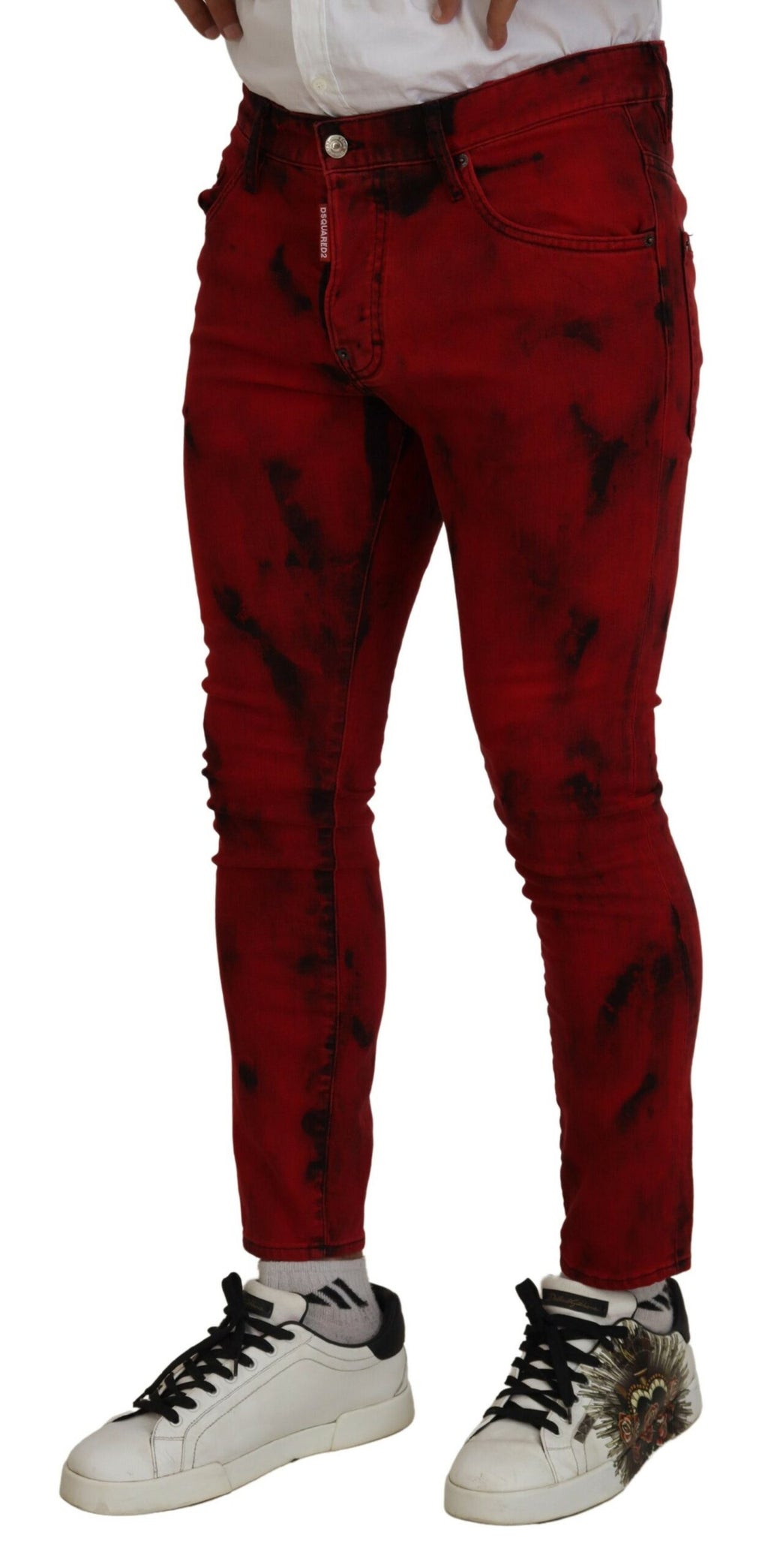 Jean Slim Décontracté Dsquared² en Coton Rouge Tie-Dye