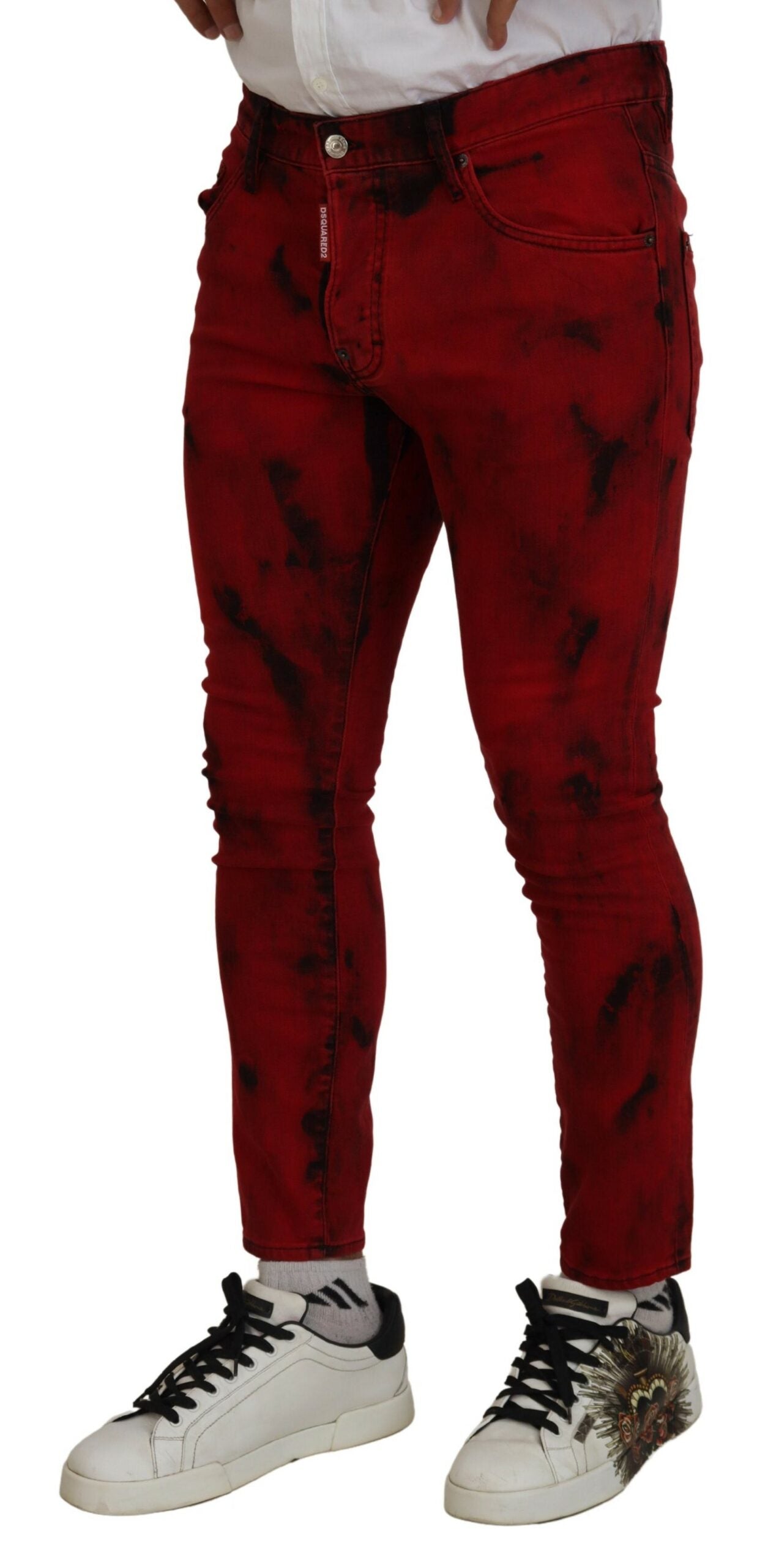 Jean Slim Décontracté Dsquared² en Coton Rouge Tie-Dye