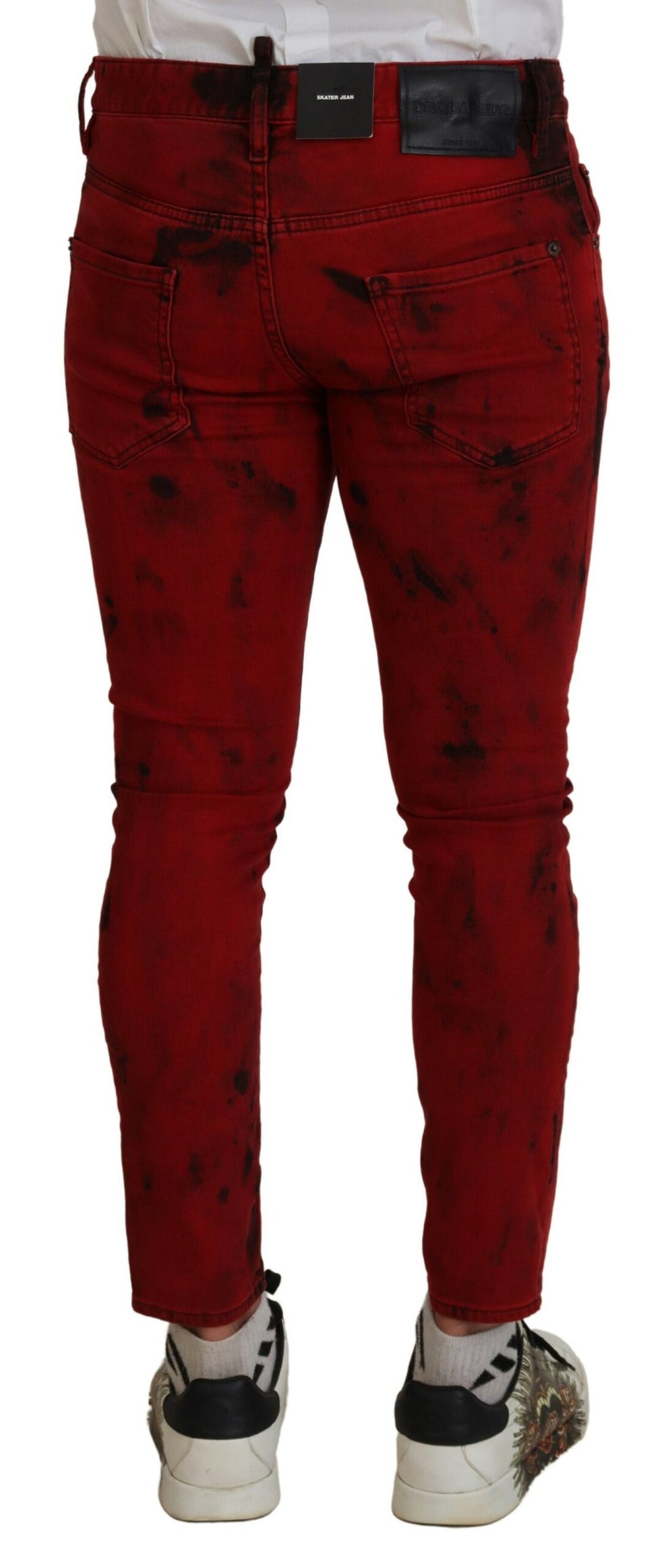 Jean Slim Décontracté Dsquared² en Coton Rouge Tie-Dye