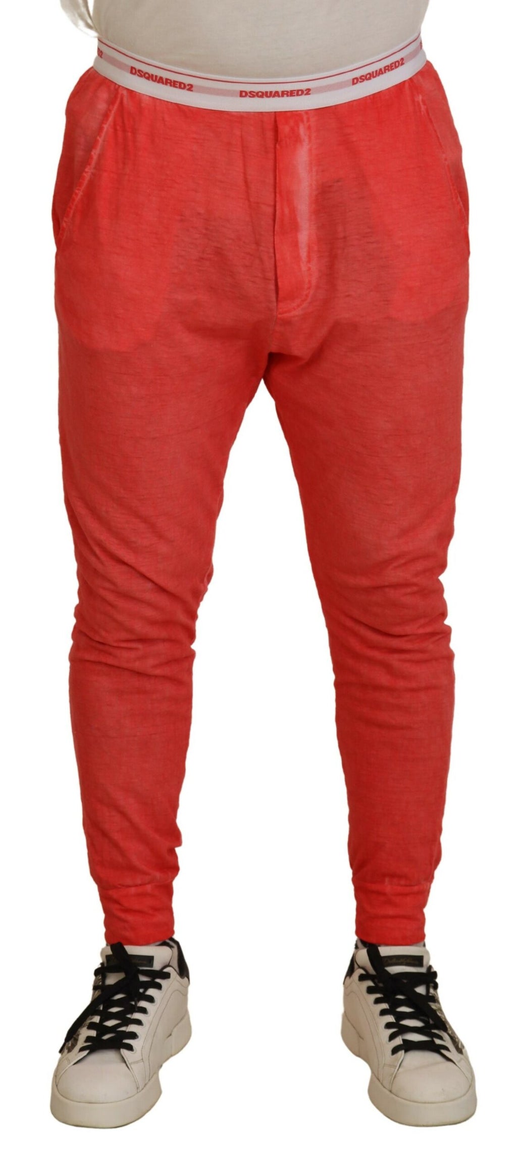 Pantalon Homme Dsquared² Coton Orange Taille Élastique Logo