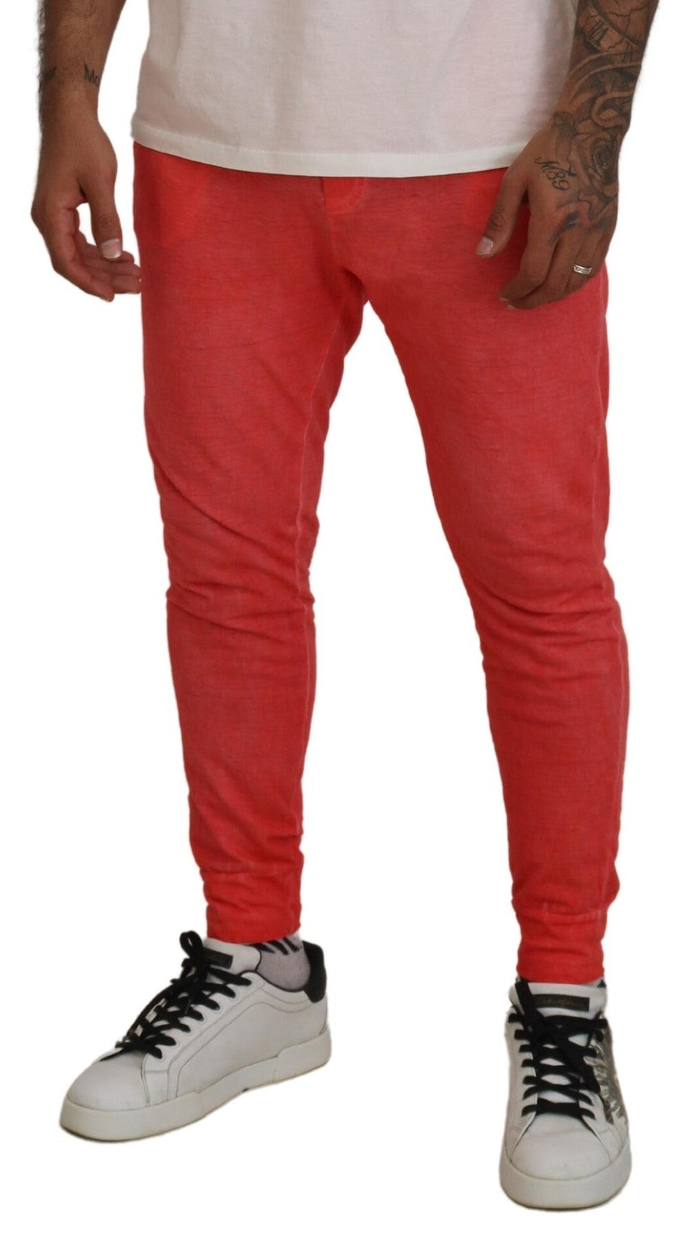 Pantalon Homme Dsquared² Coton Orange Taille Élastique Logo