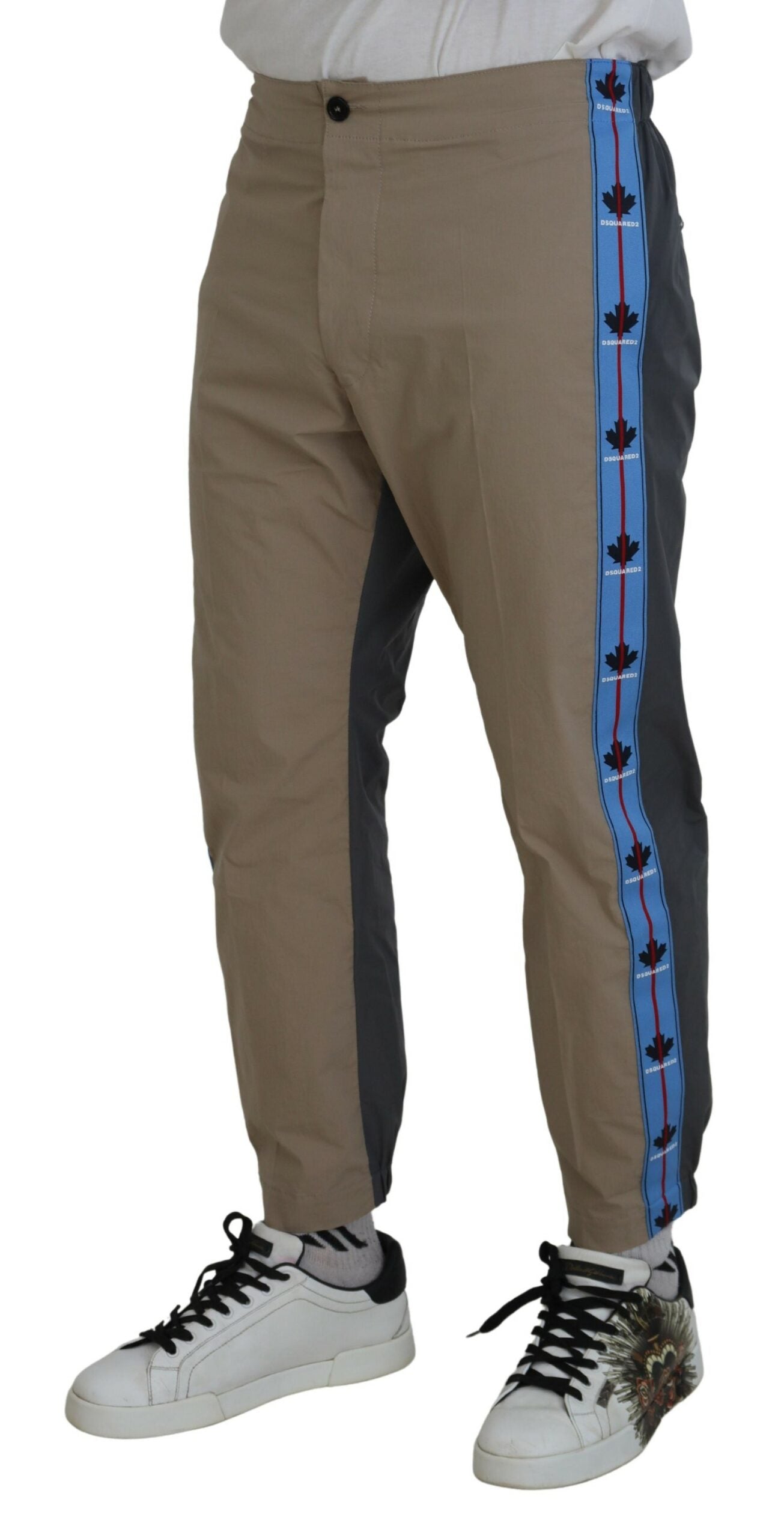 Pantalon décontracté bicolore Dsquared² en coton gris marron pour homme