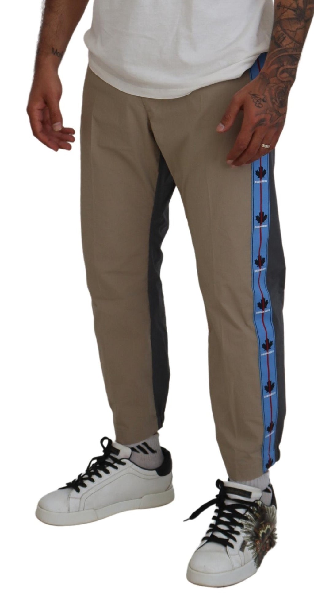 Pantalon décontracté bicolore Dsquared² en coton gris marron pour homme