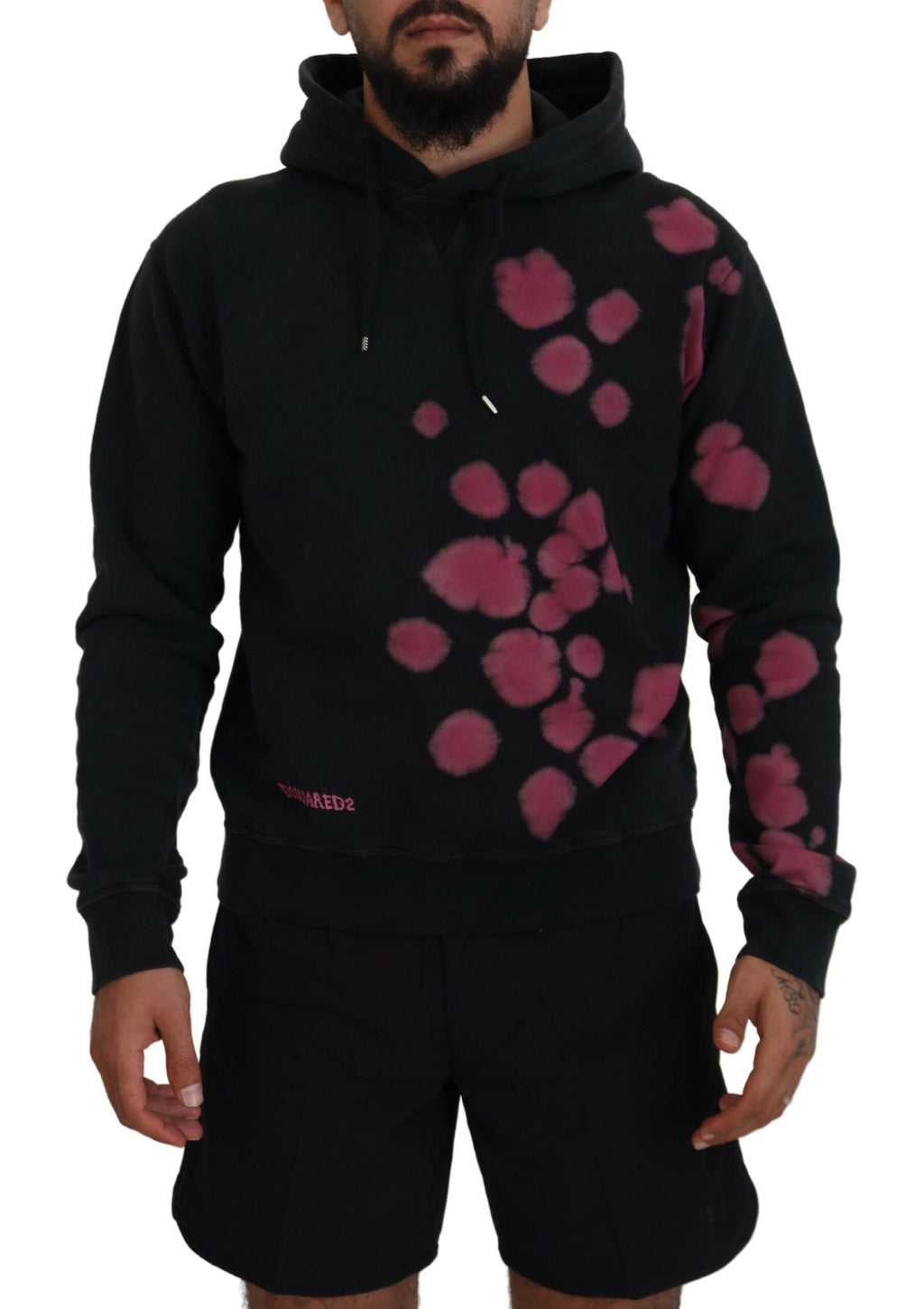 Dsquared² Sweat-shirt à capuche en coton noir tie-dye