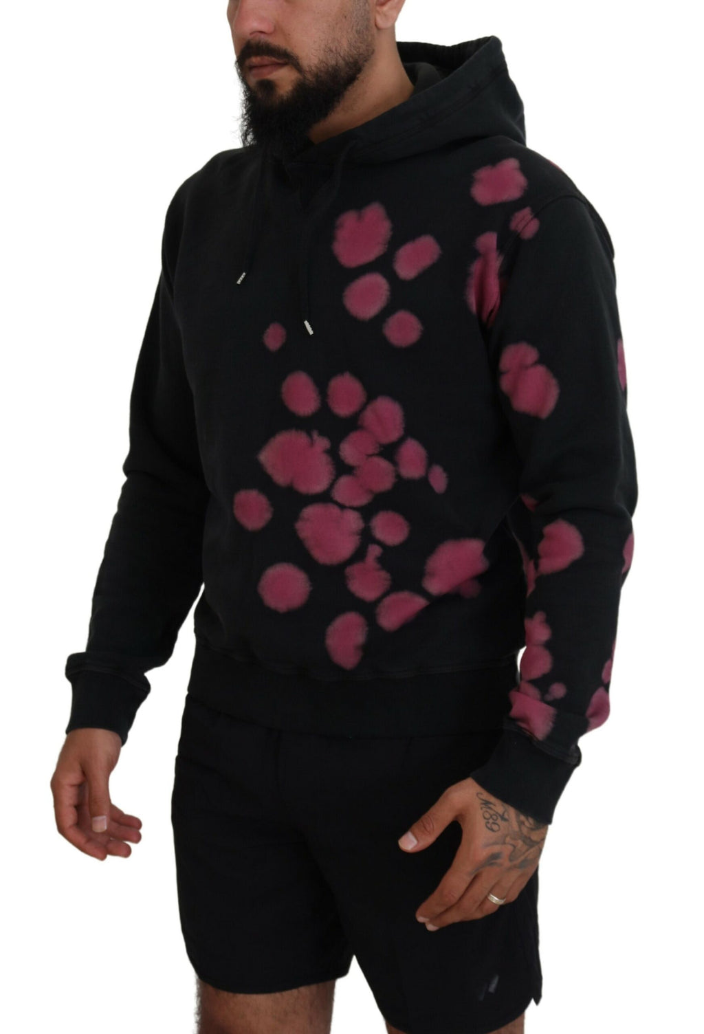 Dsquared² Sweat-shirt à capuche en coton noir tie-dye