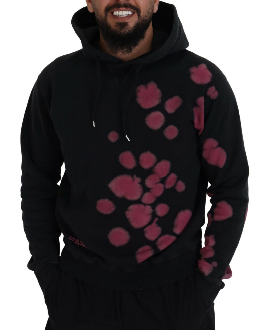 Dsquared² Sweat-shirt à capuche en coton noir tie-dye
