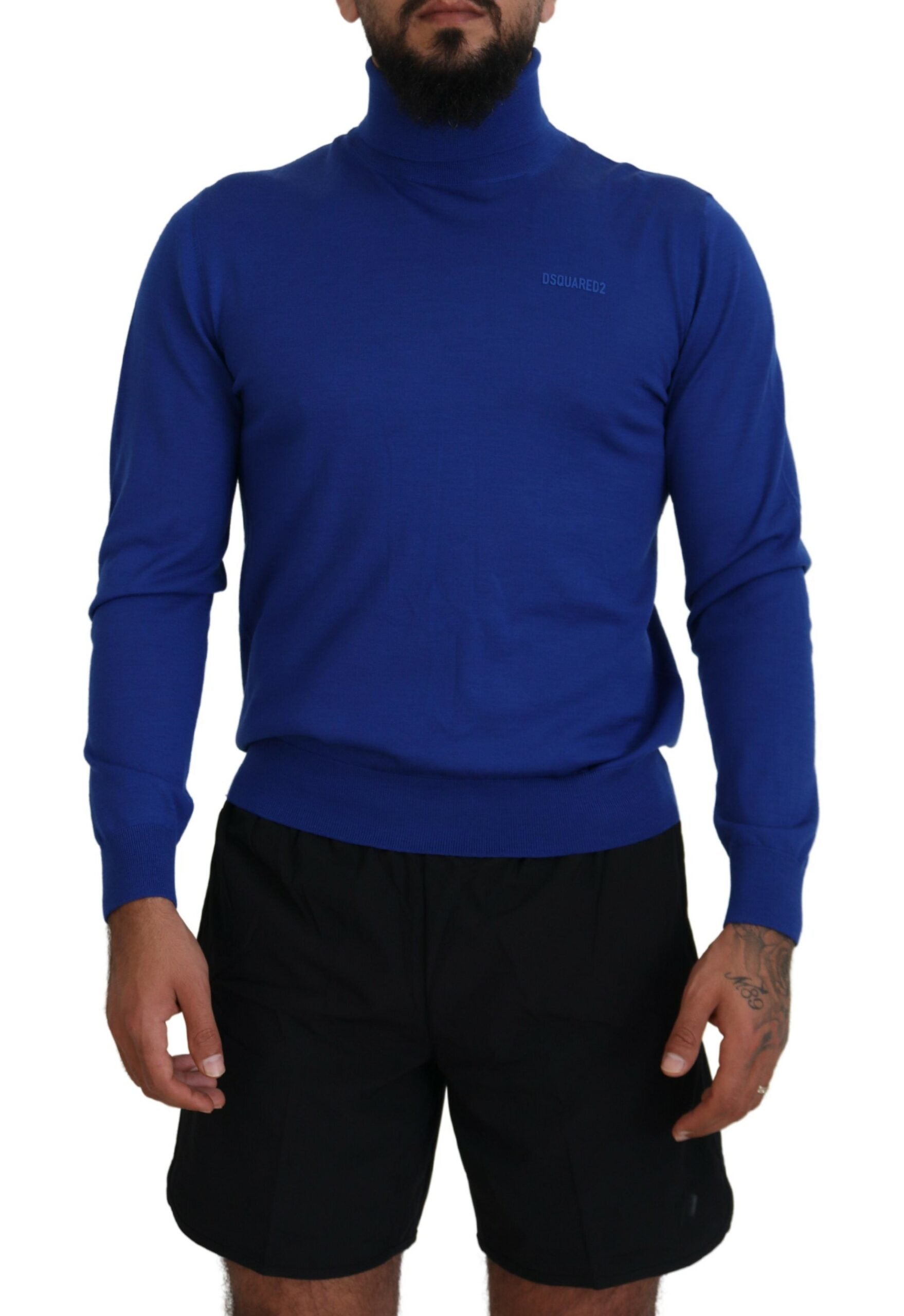 Pull à col roulé à manches longues imprimé logo bleu Dsquared²