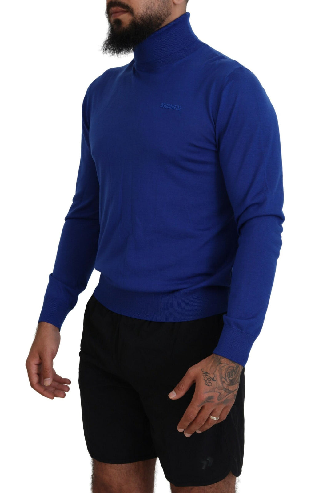 Pull à col roulé à manches longues imprimé logo bleu Dsquared²