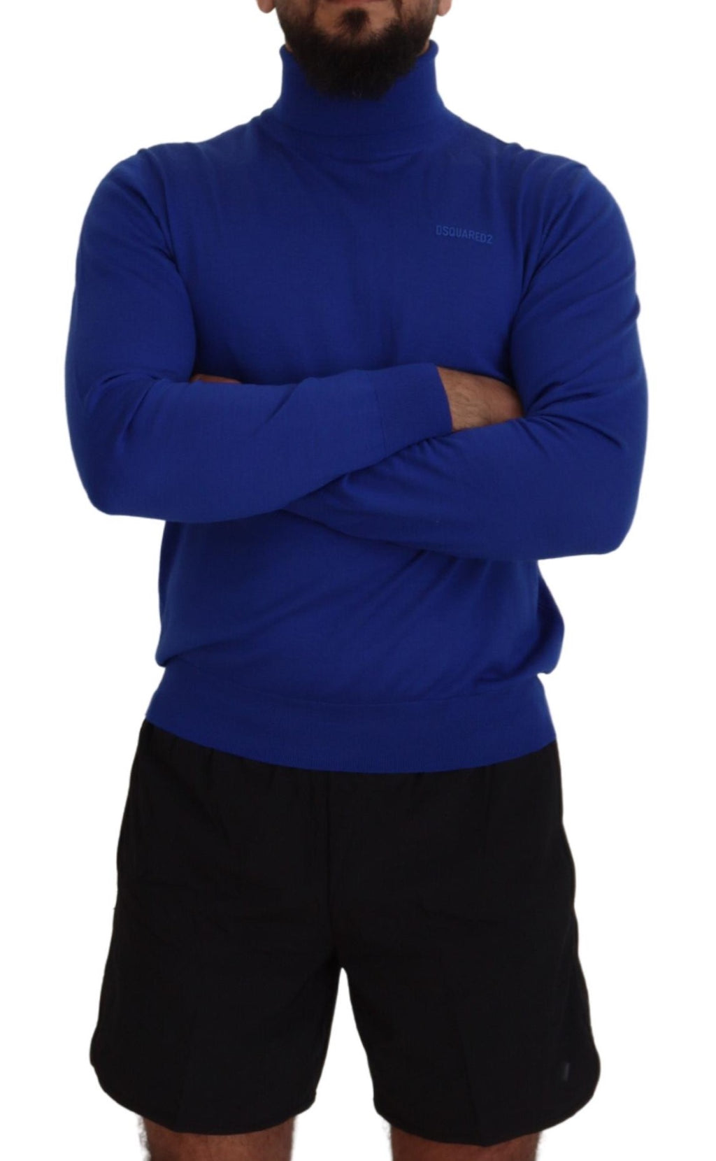 Pull à col roulé à manches longues imprimé logo bleu Dsquared²