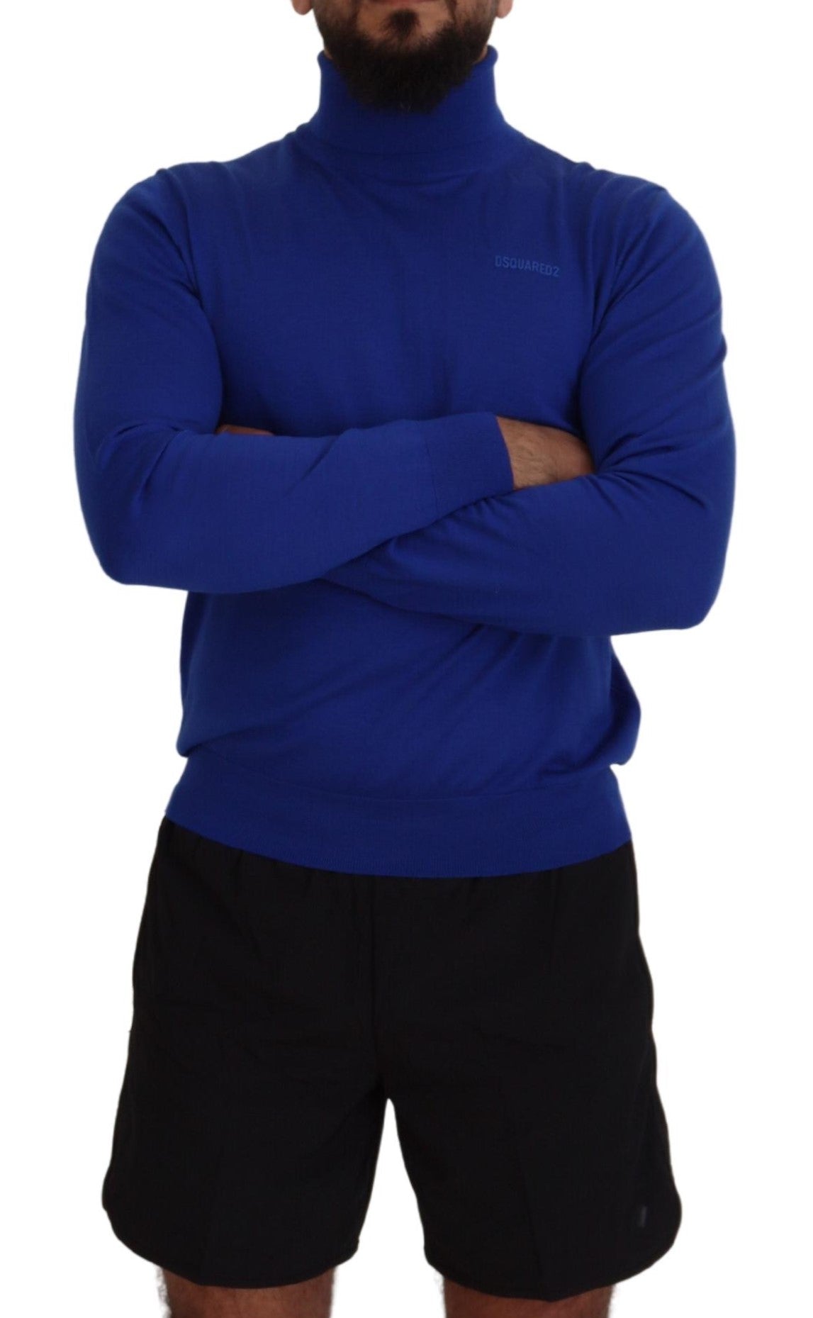 Pull à col roulé à manches longues imprimé logo bleu Dsquared²