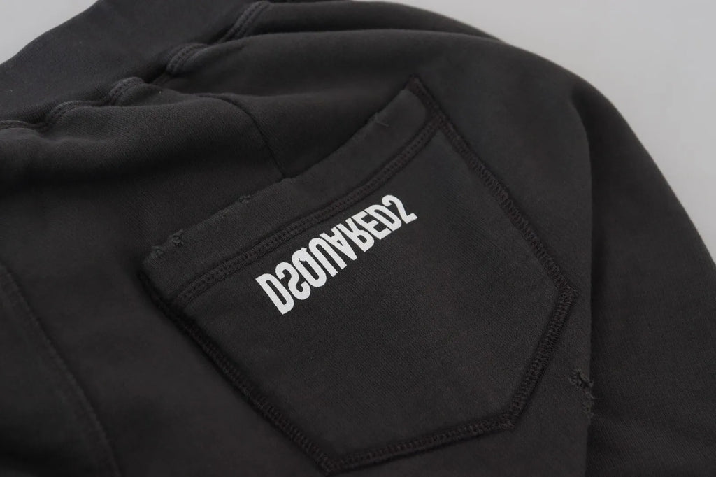 Shorts fuselés mi-taille déchirés en coton noir Dsquared²