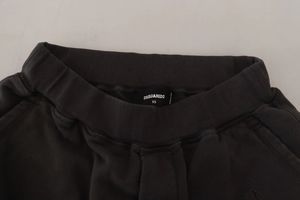 Shorts fuselés mi-taille déchirés en coton noir Dsquared²