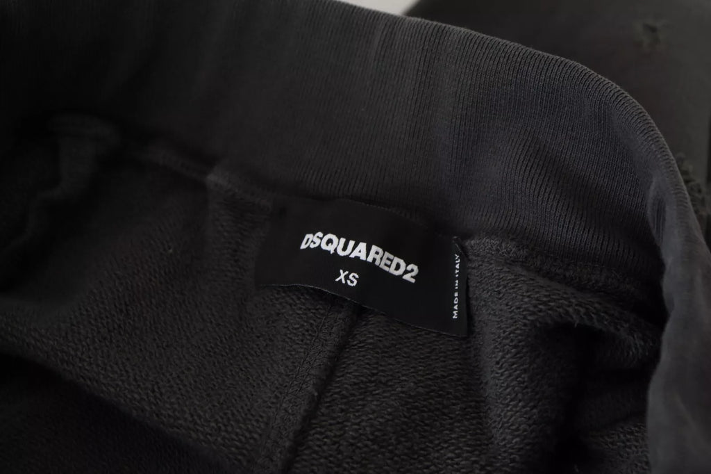 Shorts fuselés mi-taille déchirés en coton noir Dsquared²